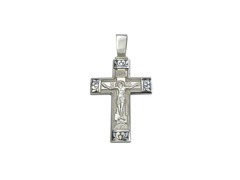 Серебряная подвеска-крест с черневым орнаментом